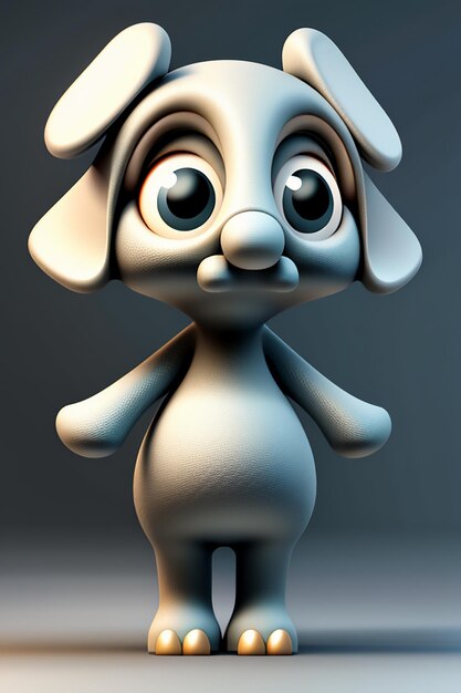 Cute Cartoon Baby Elephant Antropomórfico 3D Rendering Modelo de Personagem Figura de Mão Produto Kawaii