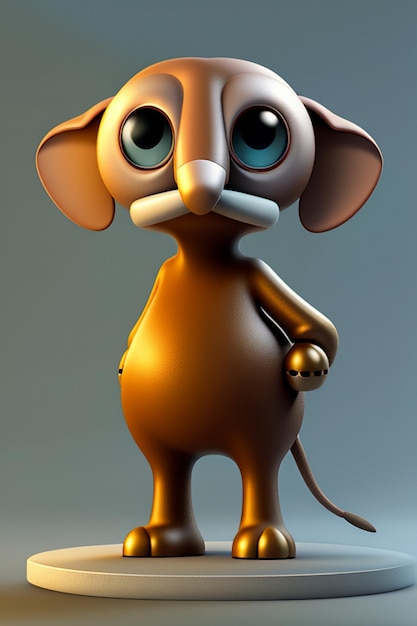 Cute Cartoon Baby Elephant Antropomórfico 3D Rendering Modelo de Personagem Figura de Mão Produto Kawaii