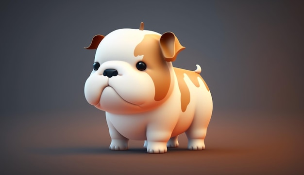 Cute Cartoon Bull Dog con espacio para copiar IA generativa