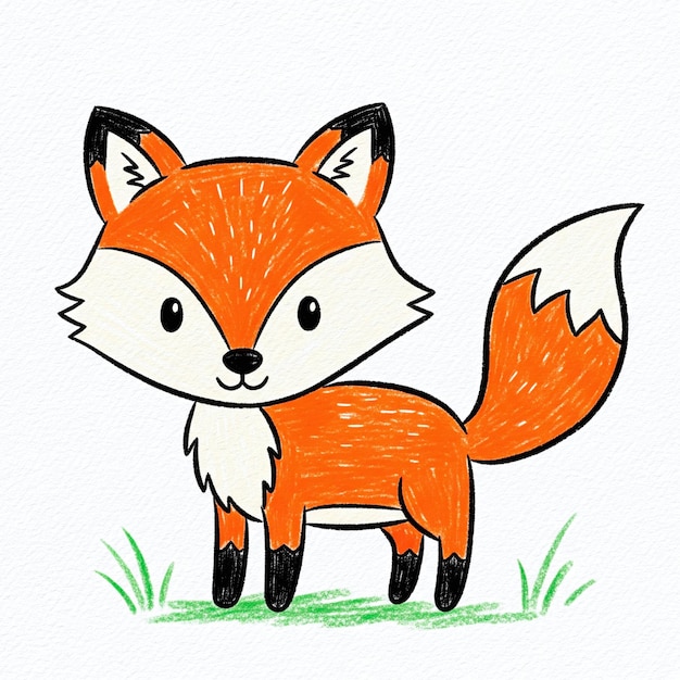 Cute Cartoon Fox with Orange Fur and a Friendly Smile