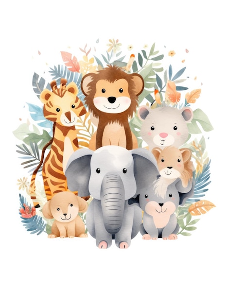 cute_cartoon_safari_animals_in_a_close_group_in_boho_art