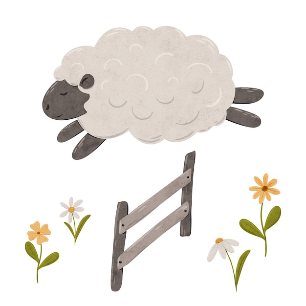 Cute Cartoon Schafe springen über den Zaun Gute Nacht Schafe zählen für Schlaflosigkeit