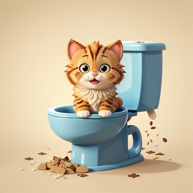 Foto cute cat poop cartoon vector icon ilustração animal icon concept isolado premium vector flat cartoon estilo