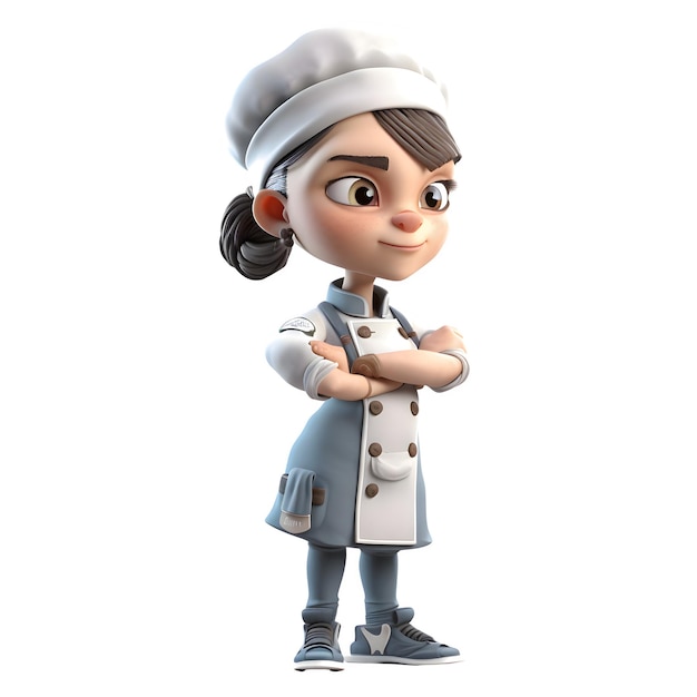 Cute Chef Mujeres con actitud Caracteres seguros y expresivos para proyectos de la industria culinaria Aislado sobre fondo blanco