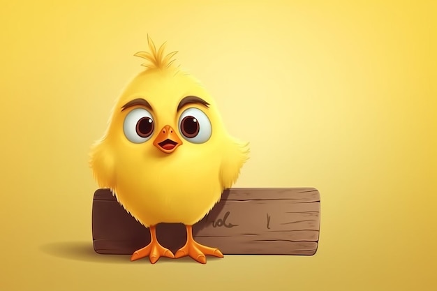 Cute Chicken Cartoon mit einem leeren Plakat