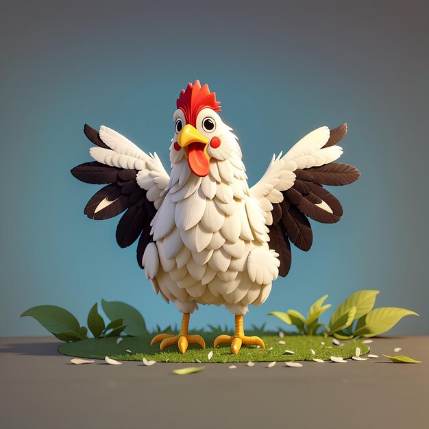 Foto cute chicken flying cartoon vector icon ilustração animal icon concept isolado premium vector flat cartoon estilo