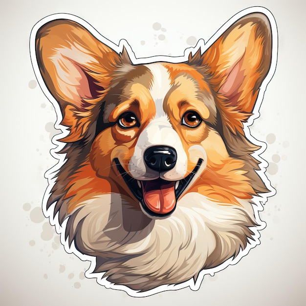 Cute Corgi Sticker en fondo blanco generado por la IA