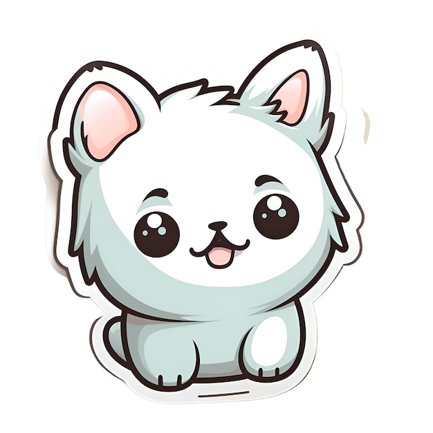 Cute dibujos animados kawaii perro blanco aislado sobre fondo blanco.