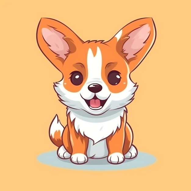 Cute dibujos animados Welsh Corgi Puppy Banner IA generativa