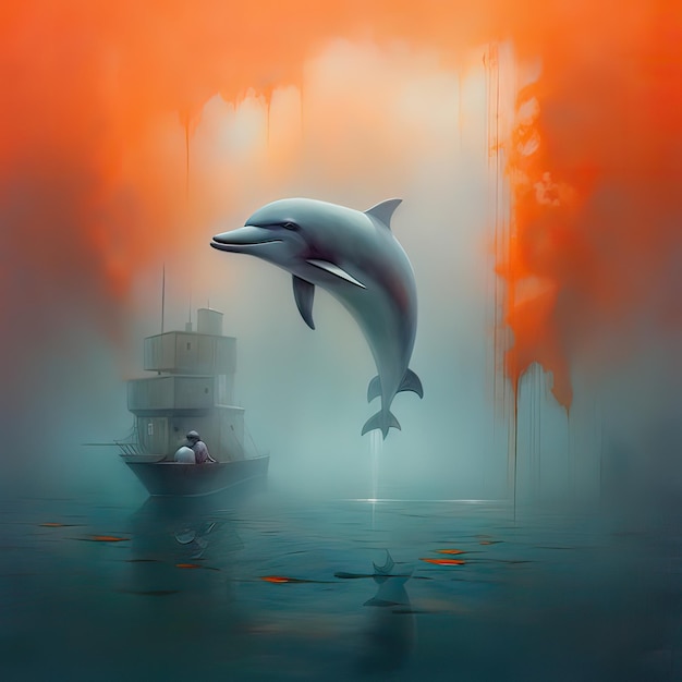 Cute Dolphins Childrens Book Illustration Generativa AI