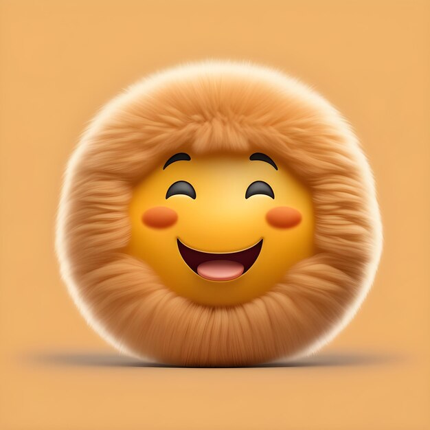 Cute Fluffy Emoji Happy amp Brincalhão com fofura extra Alegre Reação Emojic