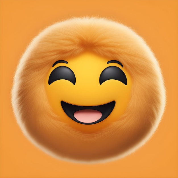 Cute Fluffy Emoji Happy amp Brincalhão com fofura extra Alegre Reação Emojic