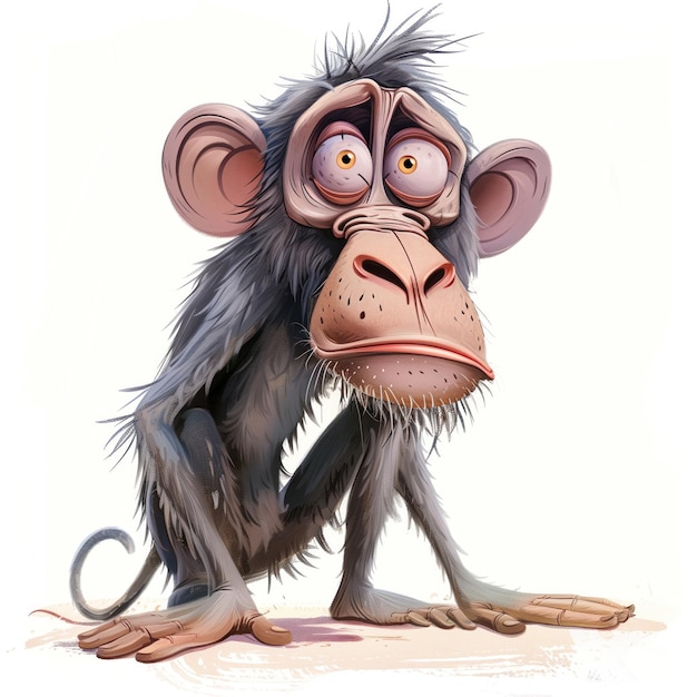 Cute Funny Cartoon Baboon Ilustração para Crianças Livro Generative AI