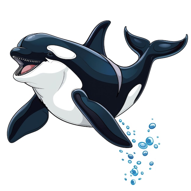 Cute Funny Cartoon Orca Ilustração para Crianças Livro Generativa AI