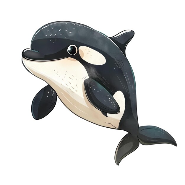 Cute Funny Cartoon Orca Ilustração para Crianças Livro Generativa AI