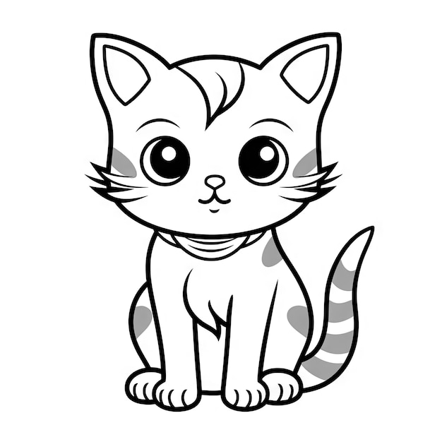 Cute gato desenho animado página de coloração ilustração vetor para crianças livro de colorir