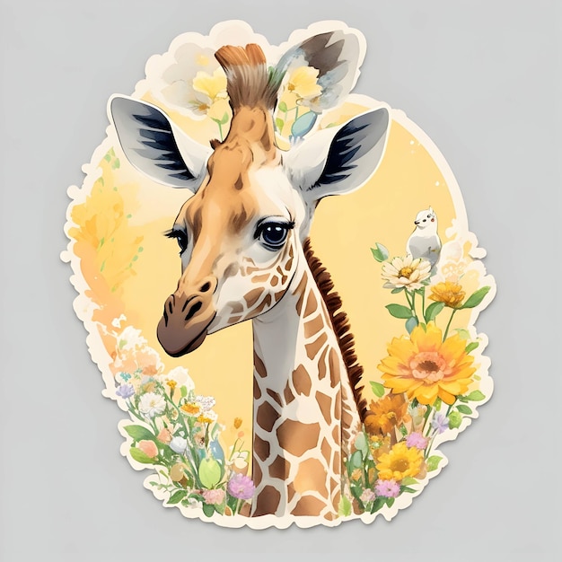 Foto cute girafa cabeça desenho animado página de coloração atividade para crianças ilustração vetorial adesivo de camisa