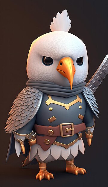 Foto cute gull animal warrior 3d game model generativo ai