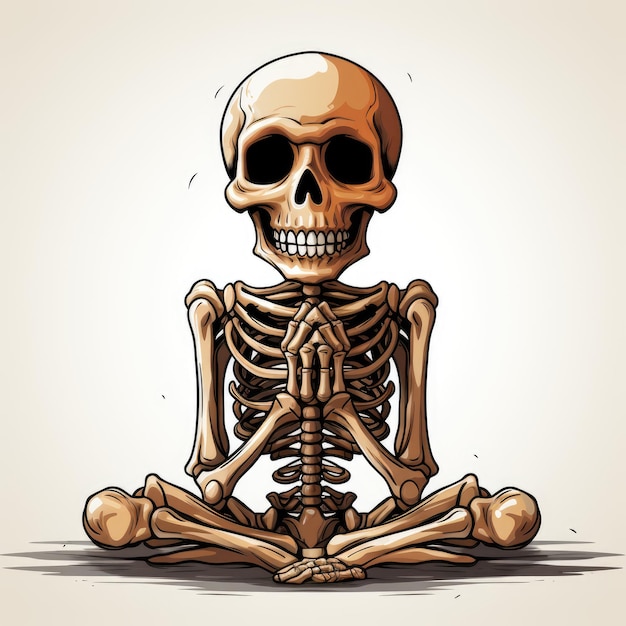 Cute Halloween Skeleton Clipart adorável imagem vetorial em um fundo branco