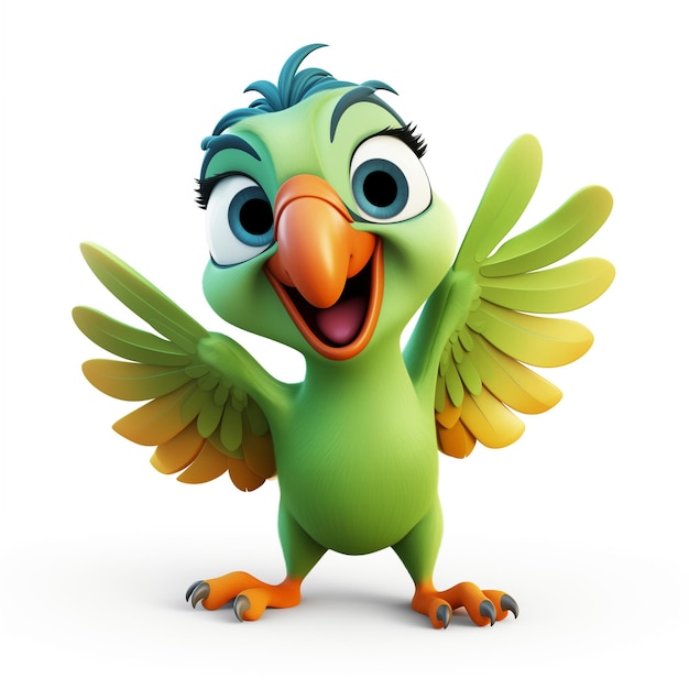 Foto cute happy smiling parrot 3d cartoon character birds engraçado