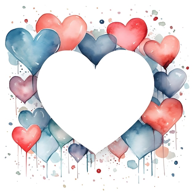 Foto cute heart digital art design in lebendigem aquarell-illustrationsstil