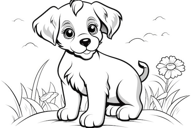 Cute Hund Umriss Illustration Malseite für Kinder