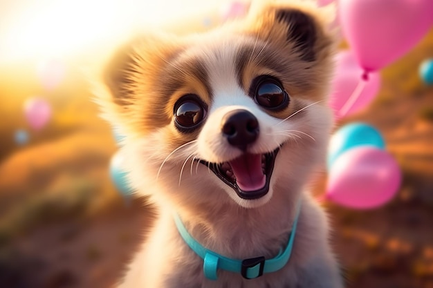 Cute Husky Dog Husky animado Generado por IA