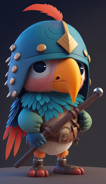 Cute Ibis Animal Warrior 3D Modelo de juego IA generativa