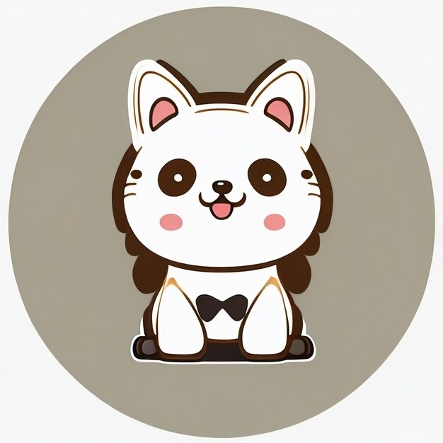 Cute Kawaii Hund Sticker Einfache Vektorkontur auf weißem Hintergrund