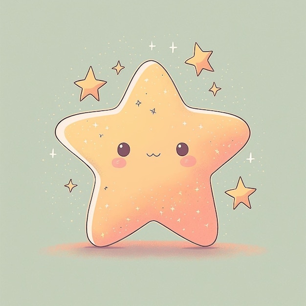 Cute Kawaii Ilustración Estrella Amarilla