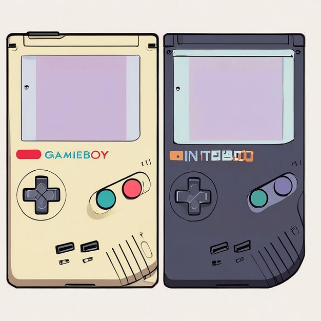 Foto cute kawaii nintendo gameboy console vector ilustração jogo mascote logotipo personagem jogo antigo retro