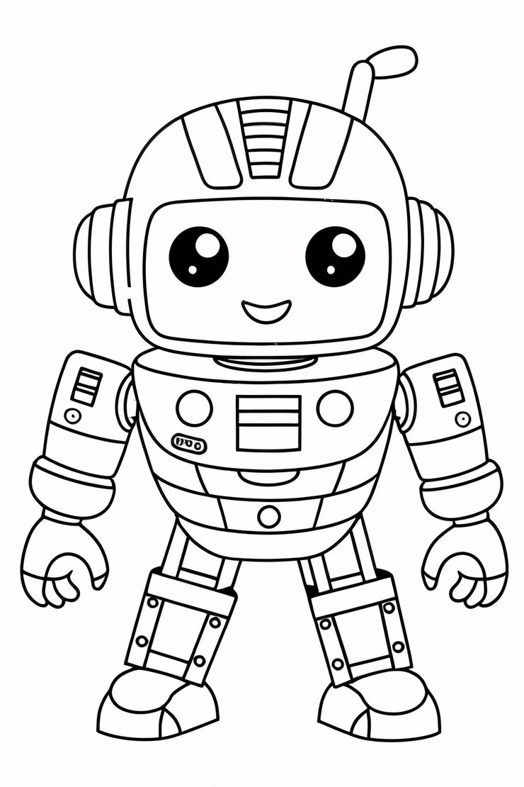 Foto cute kids robot transformer line art desenhado à mão kawaii kids coloring book ilustração
