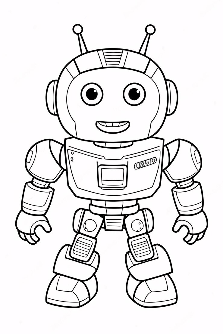 Foto cute kids robot transformer line art desenhado à mão kawaii kids coloring book ilustração
