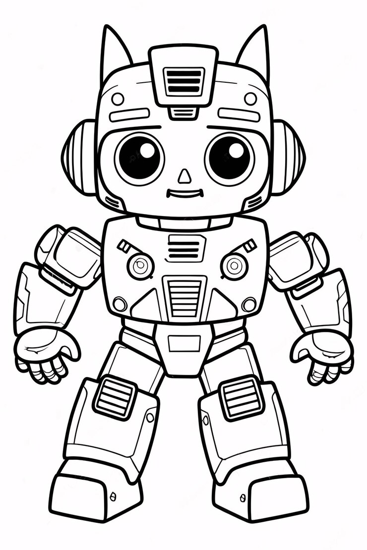 Foto cute kids robot transformer line art desenhado à mão kawaii kids coloring book ilustração
