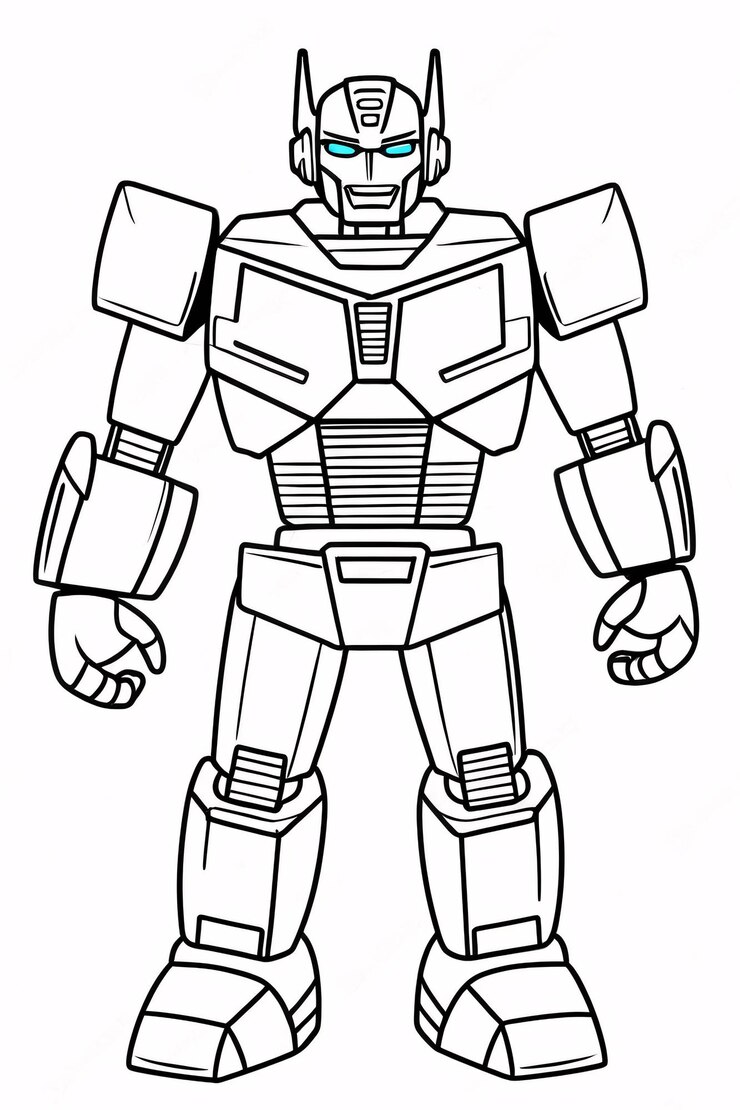 Foto cute kids robot transformer line art desenhado à mão kawaii kids coloring book ilustração