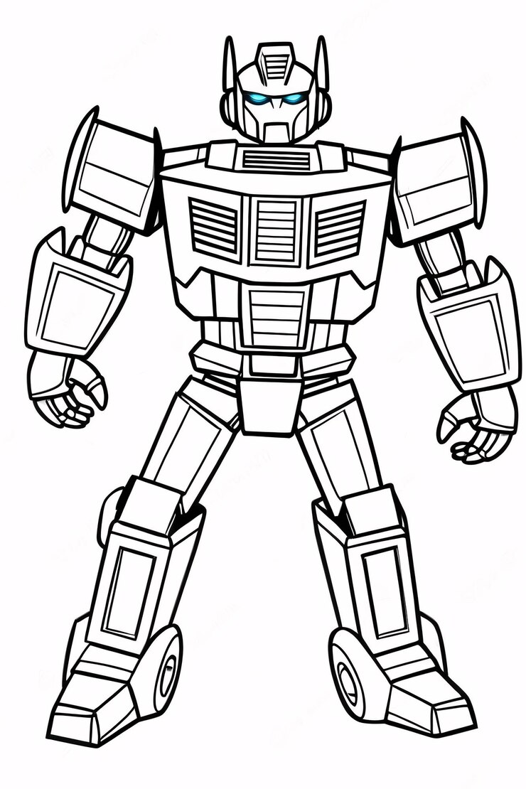 Foto cute kids robot transformer line art desenhado à mão kawaii kids coloring book ilustração