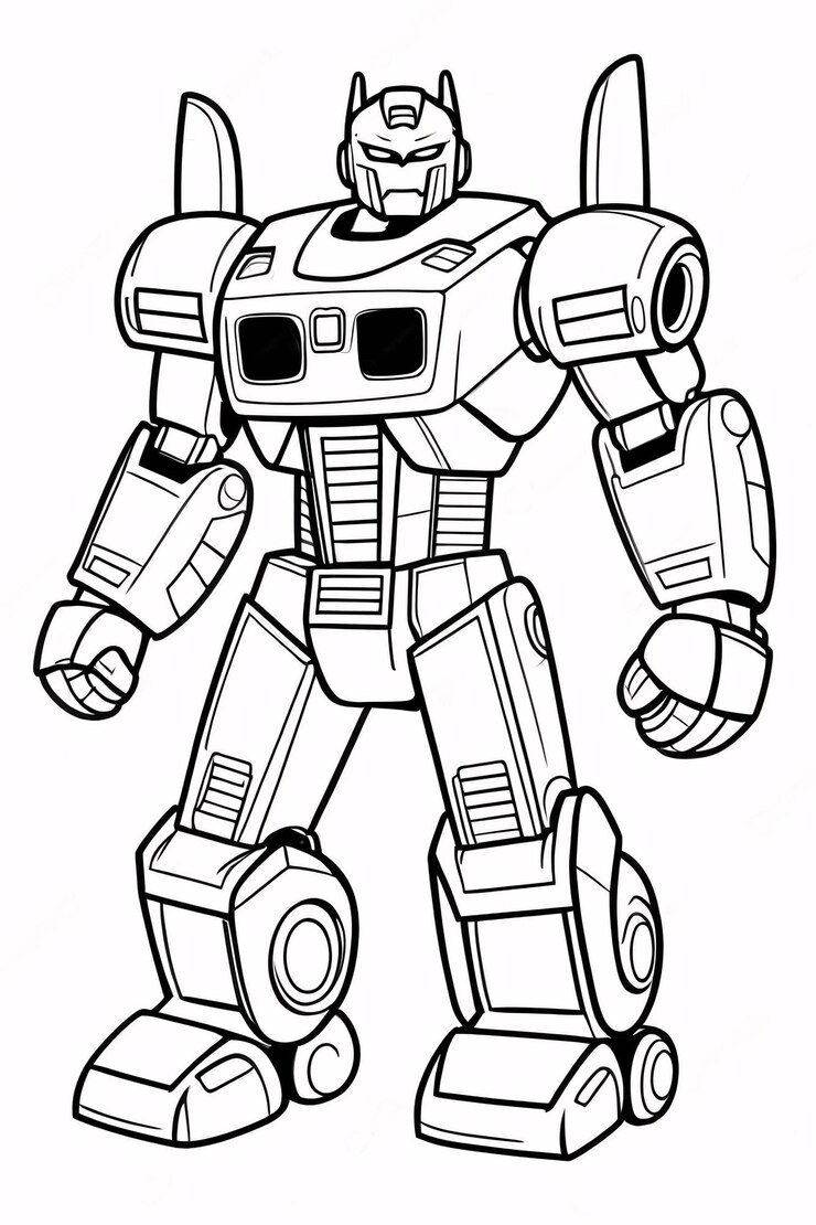 Foto cute kids robot transformer line art desenhado à mão kawaii kids coloring book ilustração