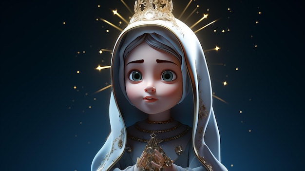 Cute Mãe Maria em 3D Render