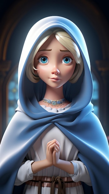 Cute Mãe Maria em 3D Render