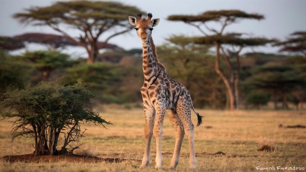 Foto cute massai girafa em tsavo leste parque nacional quênia áfrica