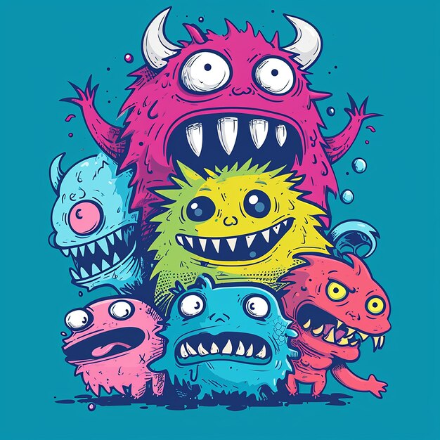 Foto cute monster illustration tshirt design