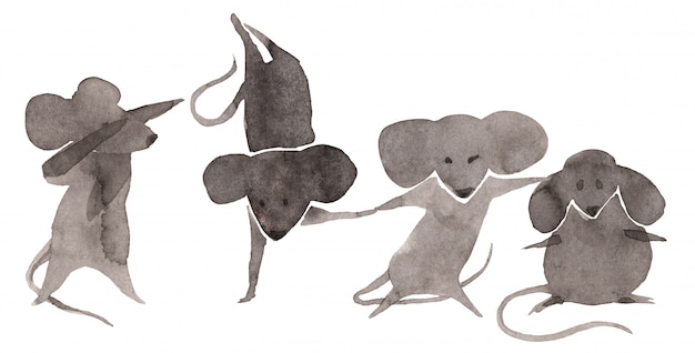 Cute Mouses Set sobre fondo blanco.