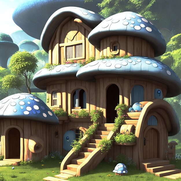 Cute Mushroom House Ai Gerado