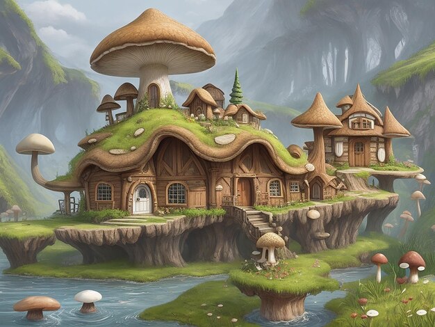 Cute Mushroom House Ai Gerado