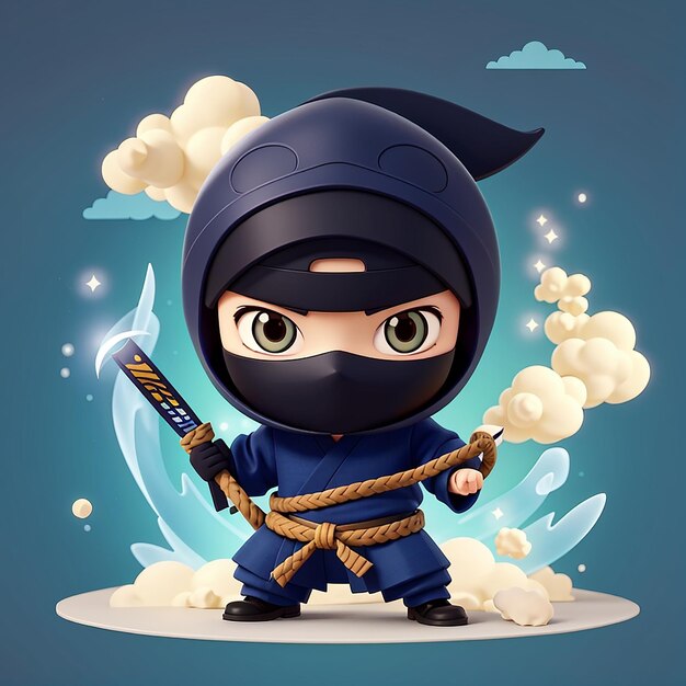 Cute Ninja Disappear Power Cartoon Vector Icon Illustration People Holiday Icon Konzept Isolierter Premium Vector Flach Cartoon-Stil