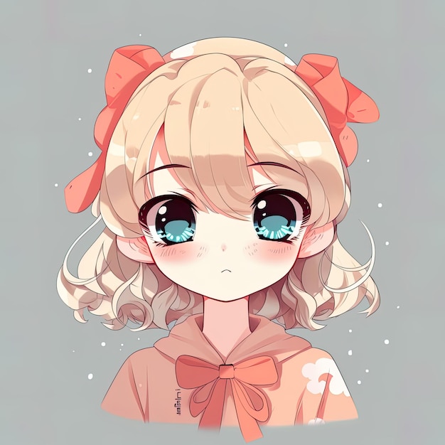 Cute one anime girl cartoon young Generative ai