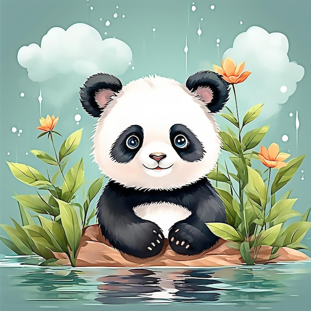 Cute Panda Aquarell Baby Panda Kindergarten Dekor Png entzückende Cute Panda Baby Panda Clipart und Illustration