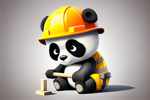 Cute panda builder AI generado