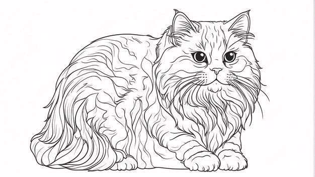 Foto cute persian cat pet line art hand drawn kawaii ilustração de livro de colorir