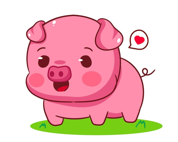 Cute Pig Cartoon Vector Illustration Kawaii entzückendes Tierkonzept Design